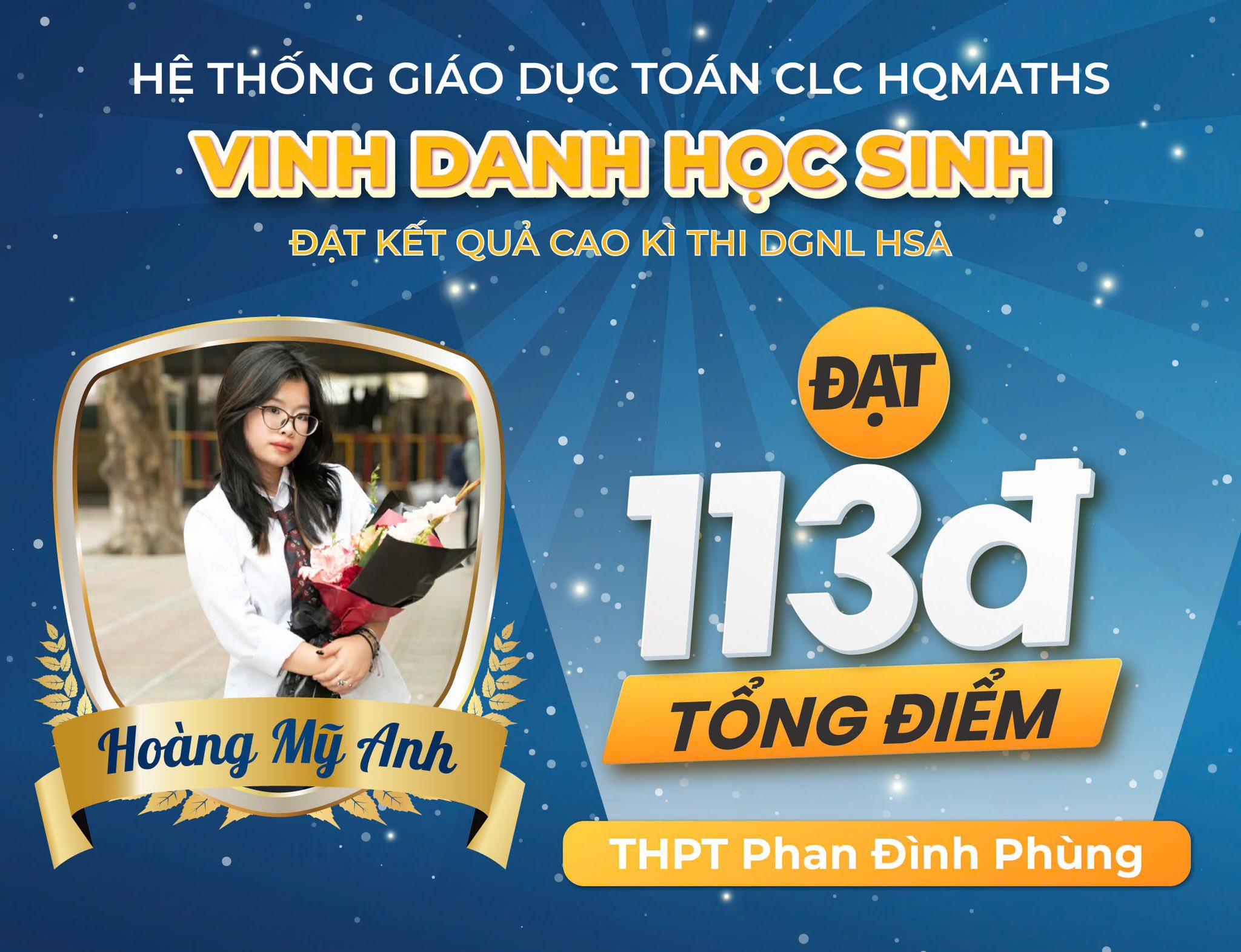 Hoàng Mỹ Anh — 113 điểm HSA — THPT Phan Đình Phùng