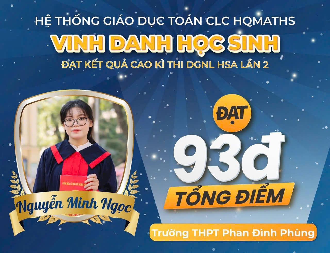 Nguyễn Minh Ngọc — 93 điểm HSA — THPT Phan Đình Phùng