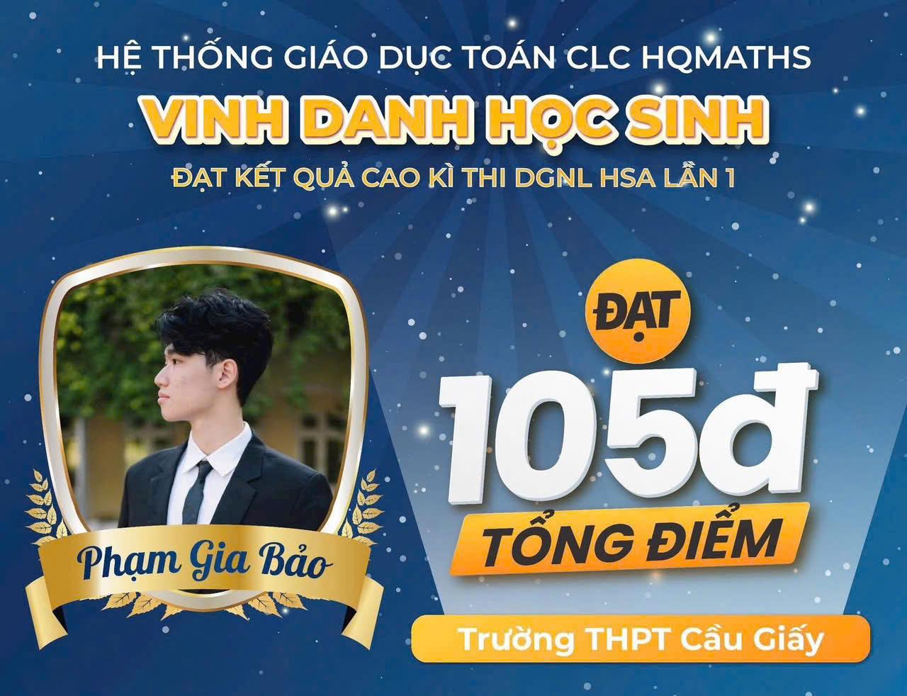 Phạm Gia Bảo — 105 điểm HSA — THPT Cầu Giấy