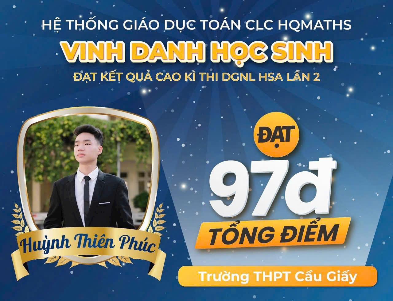 Huỳnh Thiên Phúc — 97 điểm HSA — THPT Cầu Giấy