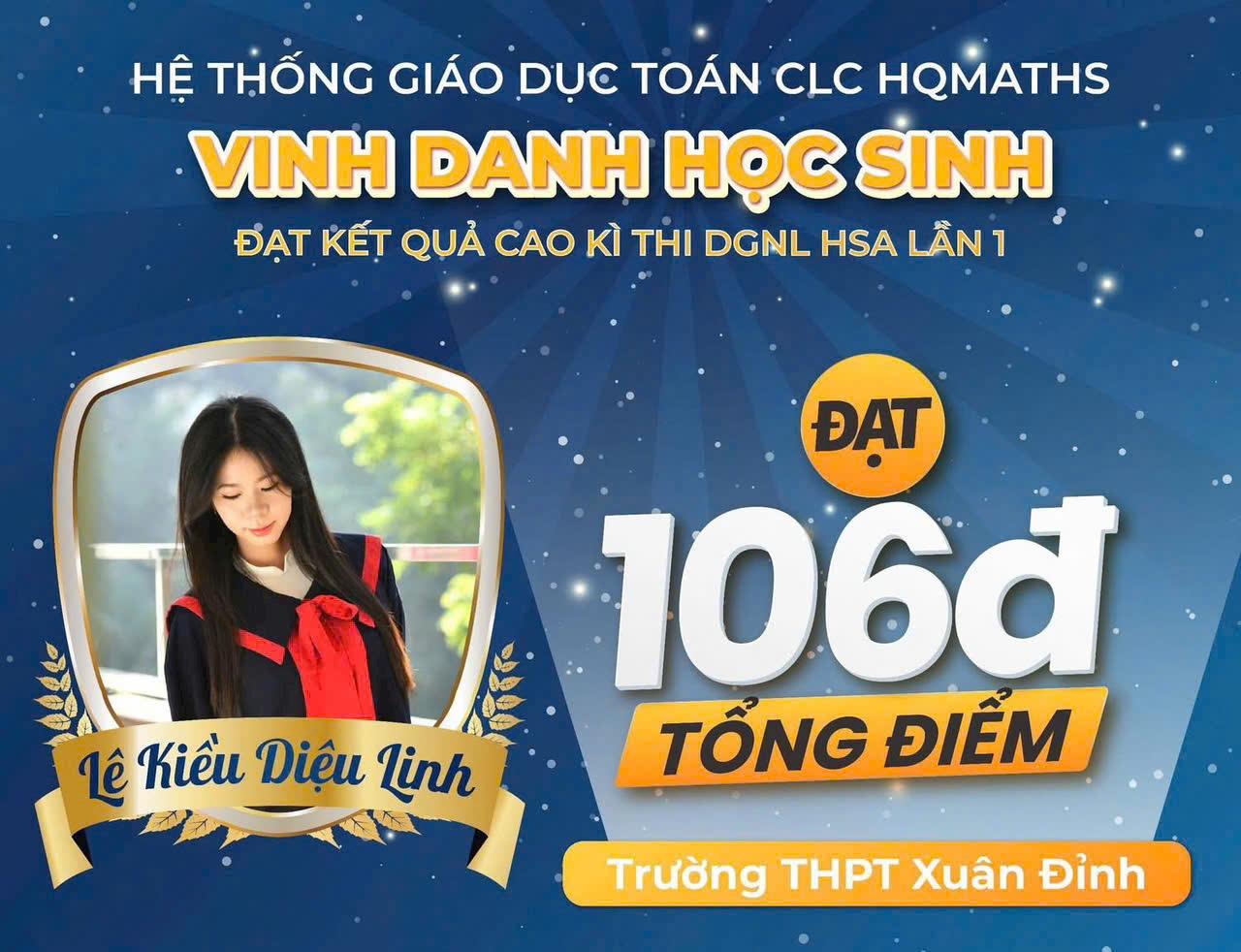 Tạ Kiều Diệu Tịnh — 106 điểm HSA — THPT Xuân Đỉnh
