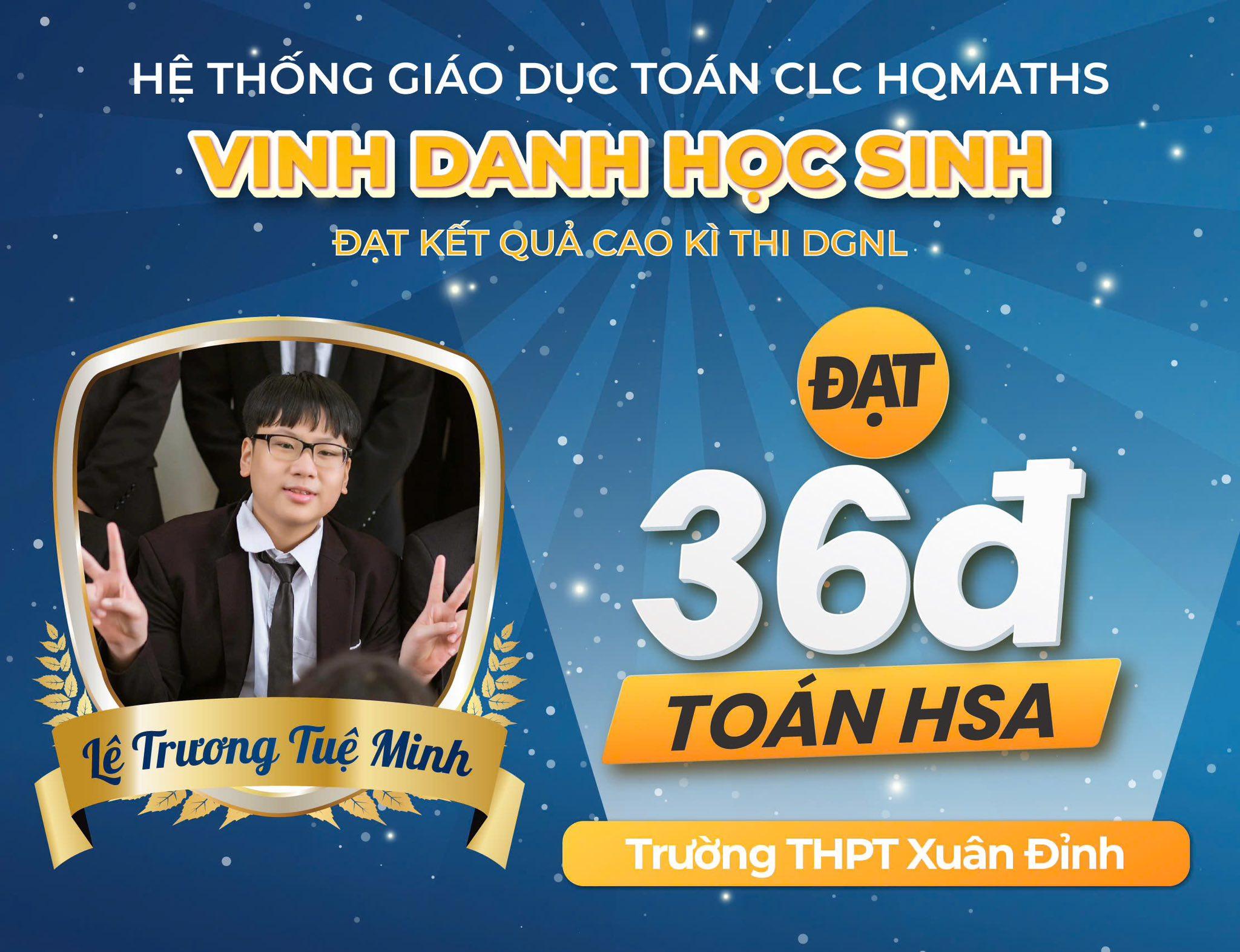 Lê Trương Tuệ Minh — 36/50 điểm Toán HSA — THPT Xuân Đỉnh