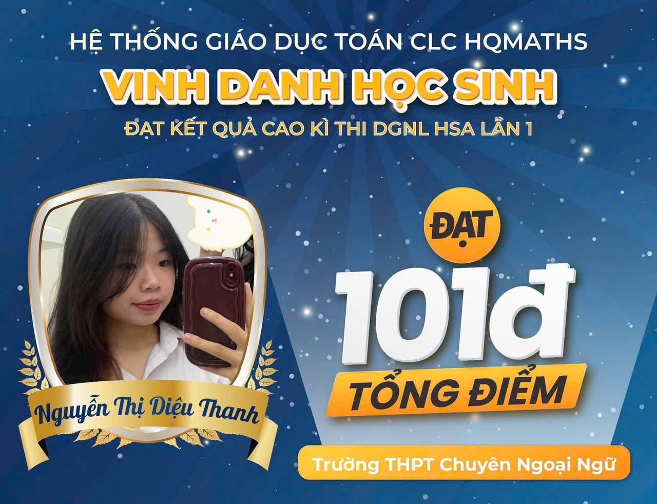 Nguyễn Thị Diệu Thanh — 101 điểm HSA — THPT Chuyên Ngoại Ngữ