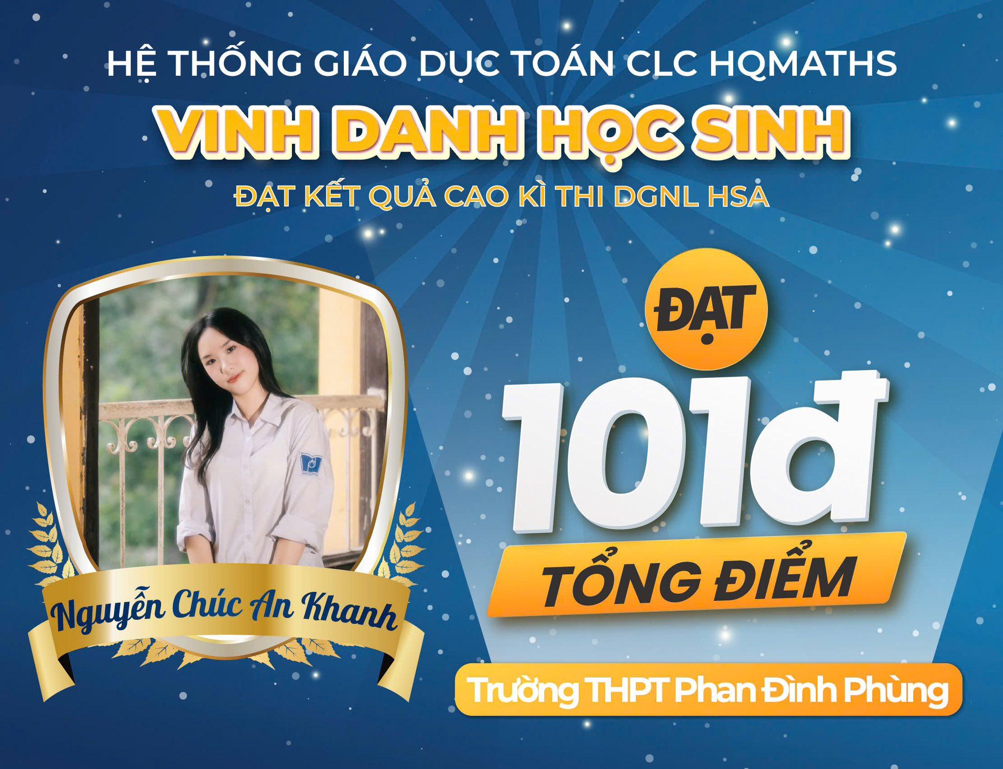 Nguyễn Chúc An Khanh — 101 điểm HSA — THPT Phan Đình Phùng