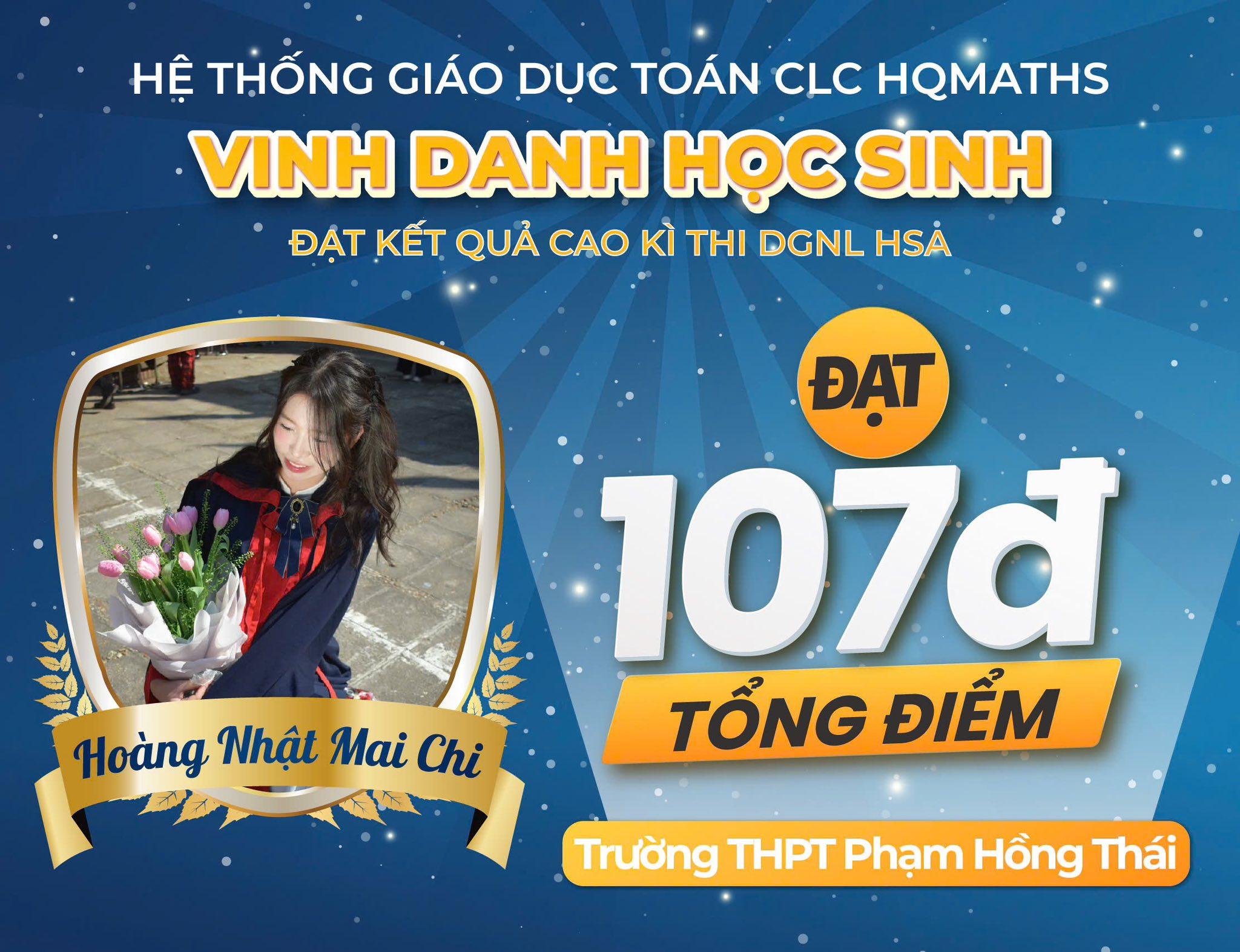 Hoàng Nhật Mai Chi — 107 điểm HSA — THPT Phạm Hồng Thái