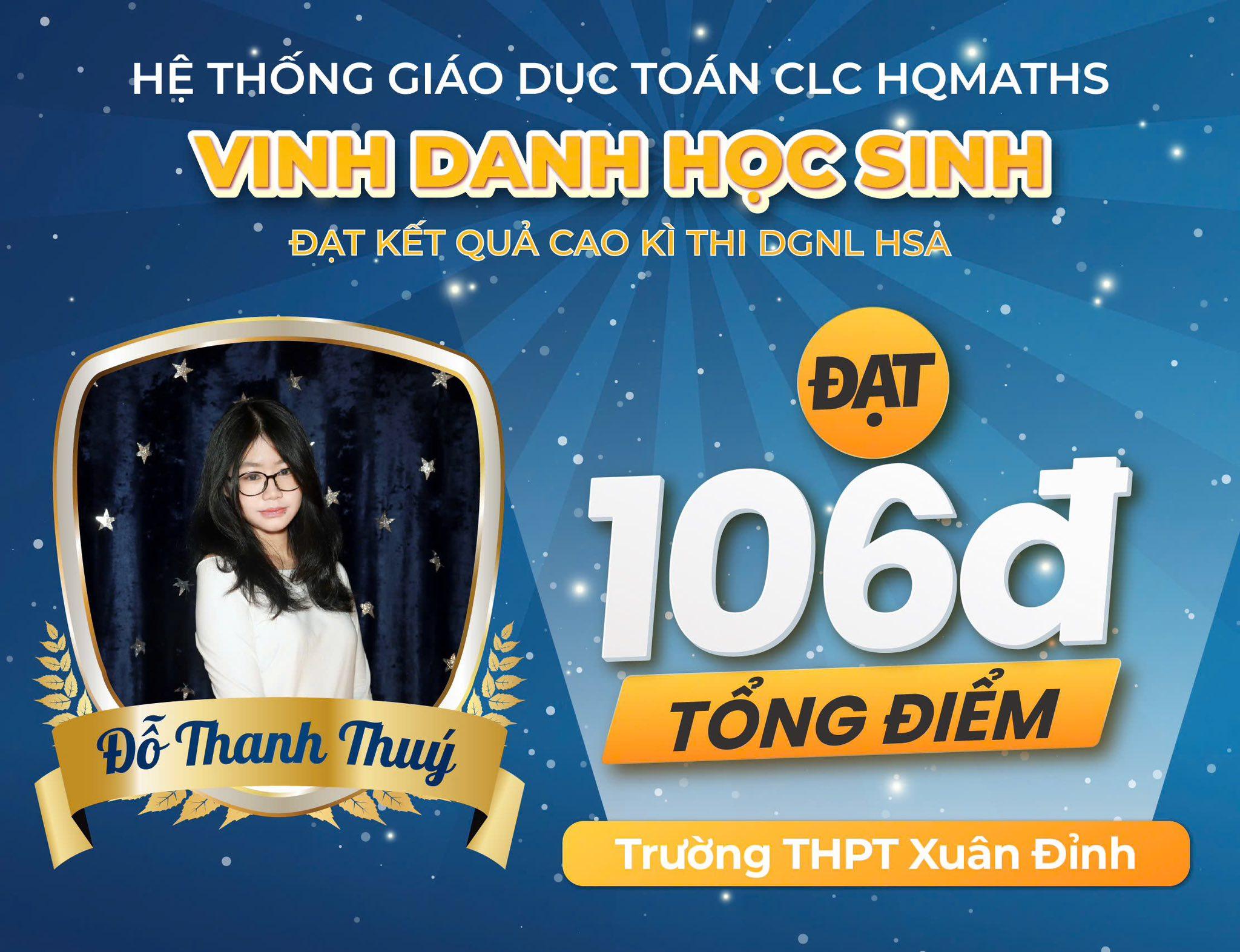 Đỗ Thanh Thuý — 106 điểm HSA — THPT Xuân Đỉnh