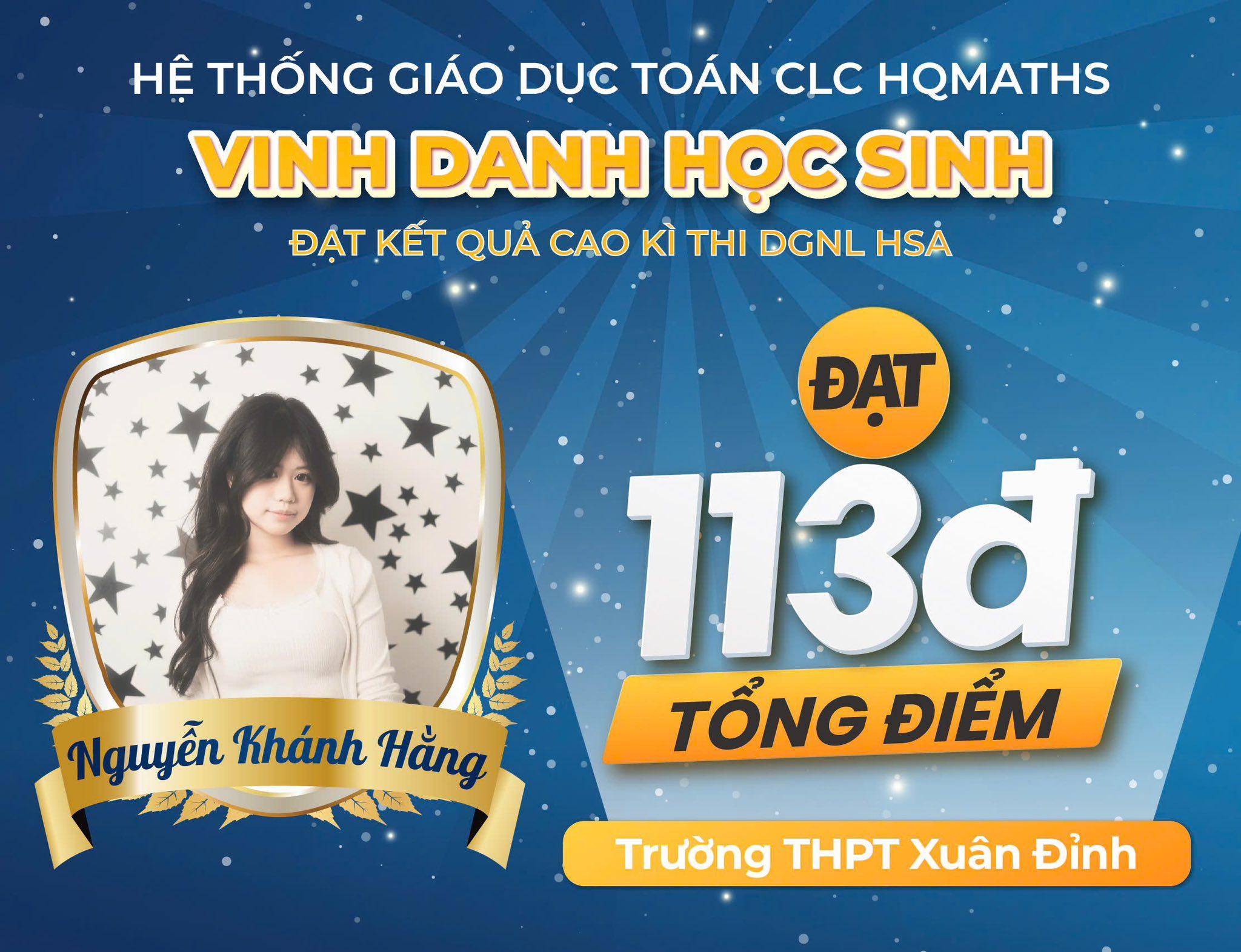 Nguyễn Khánh Hằng — 113 điểm HSA — THPT Xuân Đỉnh