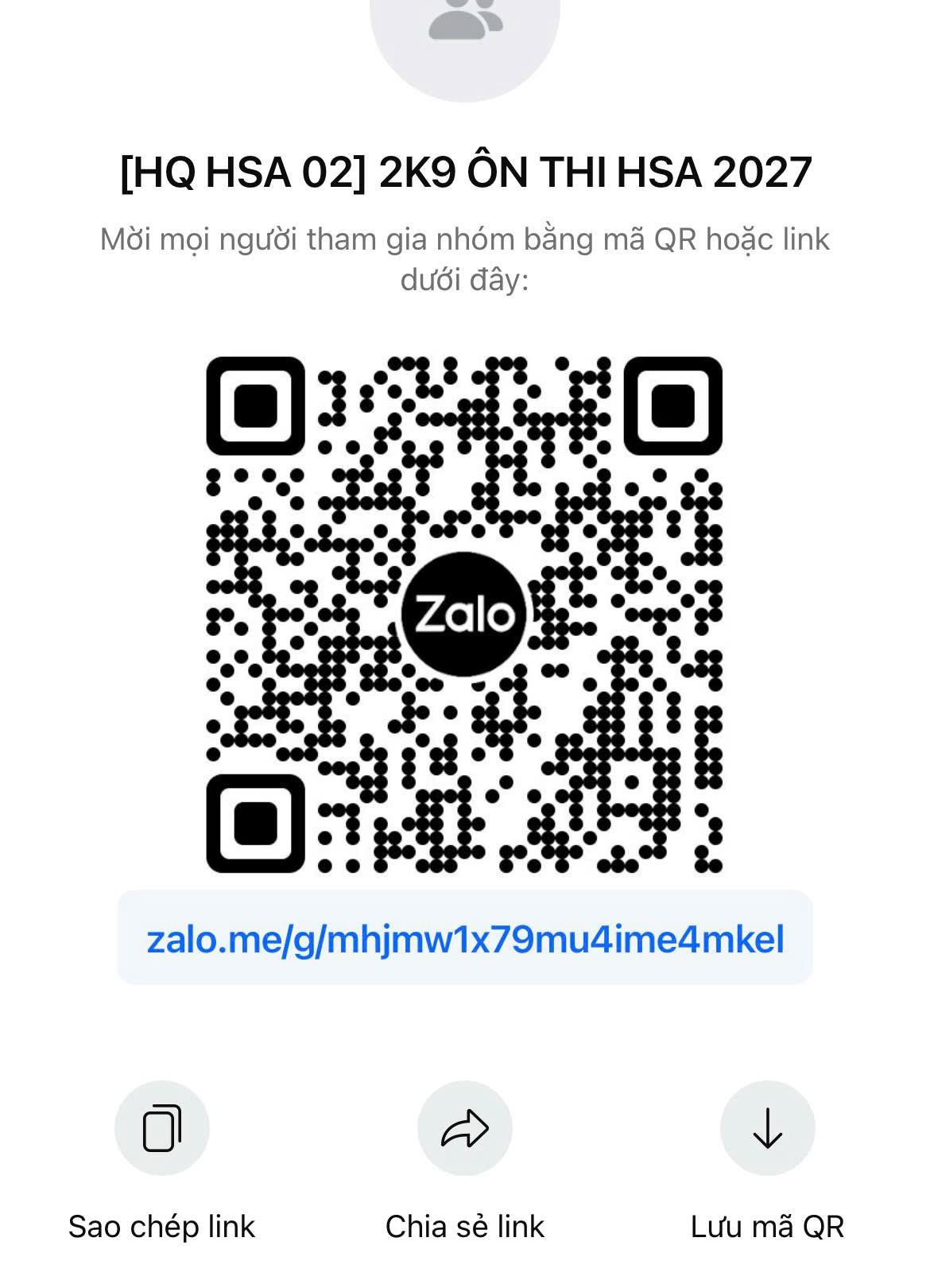 Mã QR Nhóm Zalo HSA 2k9 — Nhóm 2